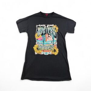Rock & Roll Denim Rodeo T Shirt Dress Womens M Western Graphic Festival